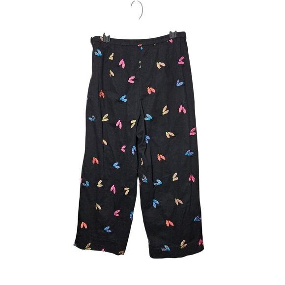 Vintage Coldwater Creek Womens Black Pants Embroidered Flip Flop Beach Size 12 - Picture 2 of 6
